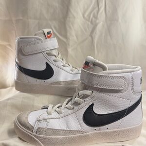 Nike Little Kids Sz 13 White High-Top Sneakers with Black Swoosh